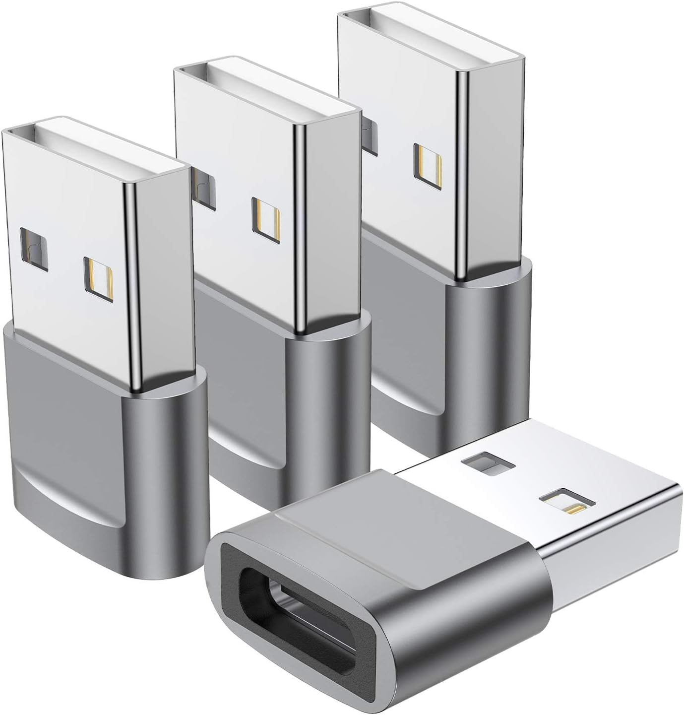 USB C Female to USB Male Adapter 4-Pack,Type C to USB a Charger Cable Adapter,Compatible with Iphone 13 12 11 Mini Pro Max,Ipad 2020,Samsung Galaxy Note 10 S21 S20 Plus,Google Pixel 5 4A 3 XL