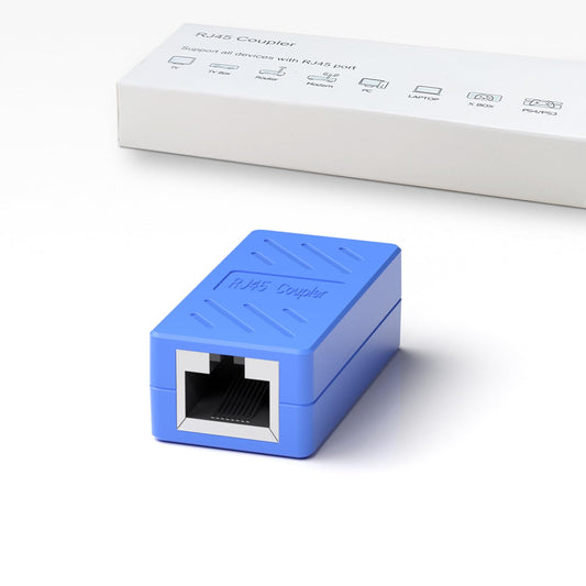 RJ45 Coupler Female to Female Ethernet Coupler for Cat7/Cat6/Cat5/Cat5E Network Cable Extender Adapter RJ45 in Line Coupler(1Pack, Blue)
