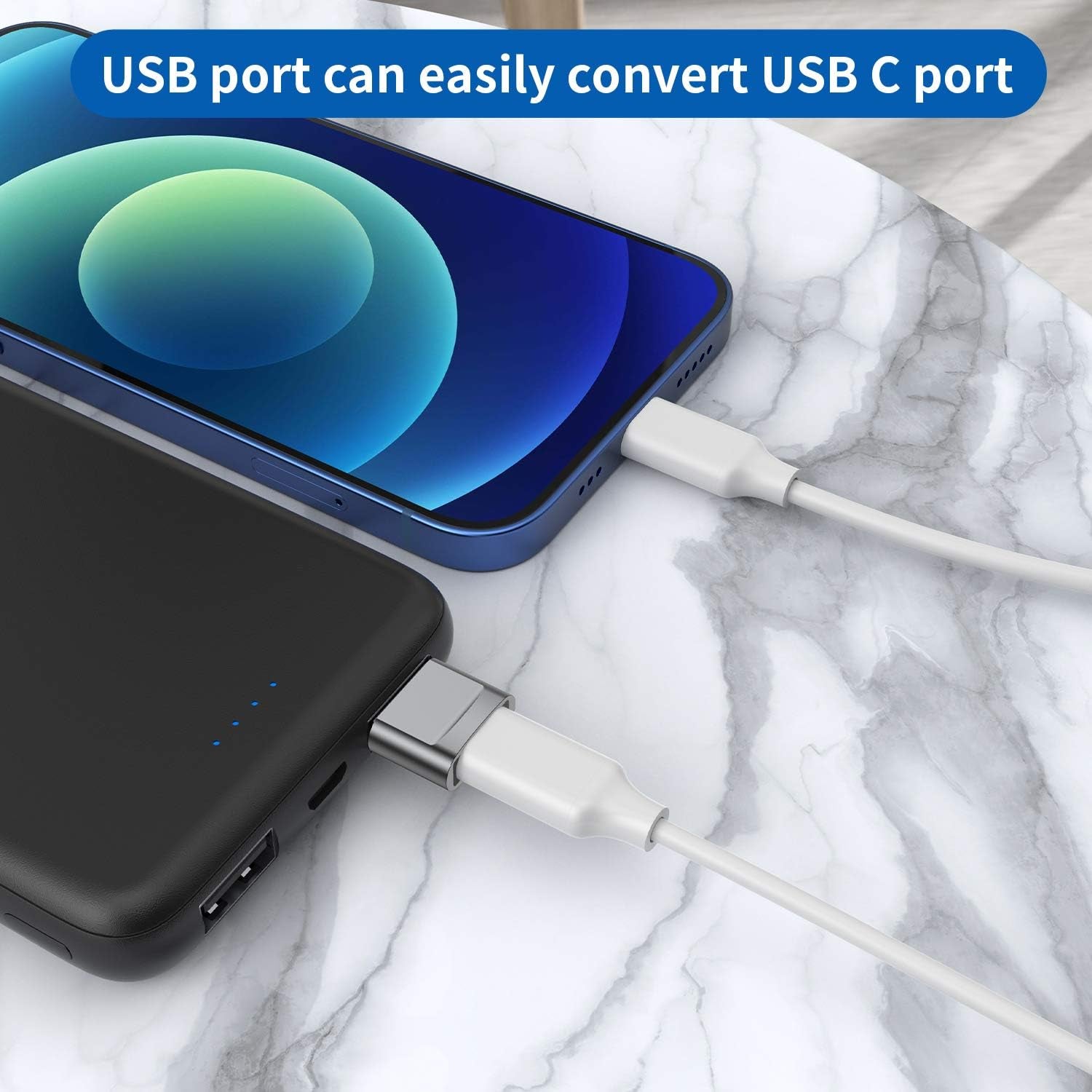 USB C Female to USB Male Adapter 4-Pack,Type C to USB a Charger Cable Adapter,Compatible with Iphone 13 12 11 Mini Pro Max,Ipad 2020,Samsung Galaxy Note 10 S21 S20 Plus,Google Pixel 5 4A 3 XL