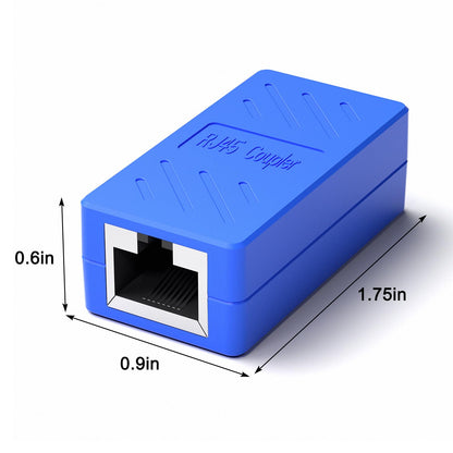 RJ45 Coupler Female to Female Ethernet Coupler for Cat7/Cat6/Cat5/Cat5E Network Cable Extender Adapter RJ45 in Line Coupler(1Pack, Blue)